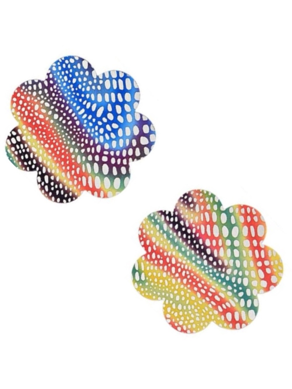 Rainbow Flower Nipple Pasties Silver Dot Festival Rave Adhesive Covers